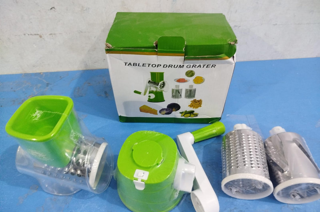 Manual 3‑in‑1 Vegetable Cutter & Drum Grater | Round Slicer | Multifunctional Kitchen Gadget