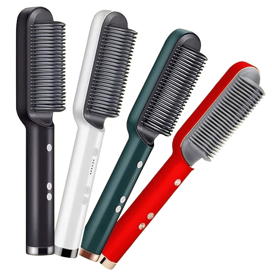 2 in 1 Electric Hair Straightener Curler Heating Styling Comb Straightening Brush